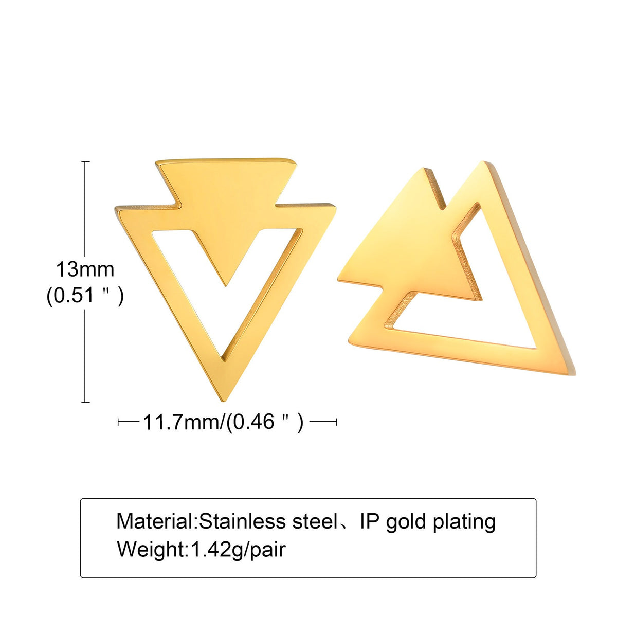 Kemstone Stainless Steel Triangle Stud Earrings for Men & Women ES-352
