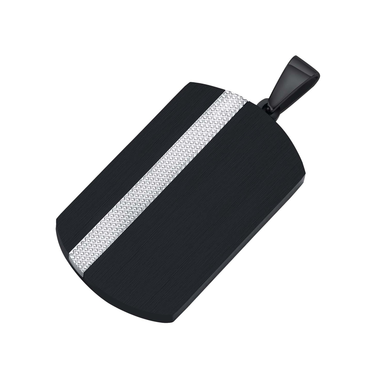 Kemstone Stainless Steel Black Rectangle Pendant Necklace for Men PN-1866