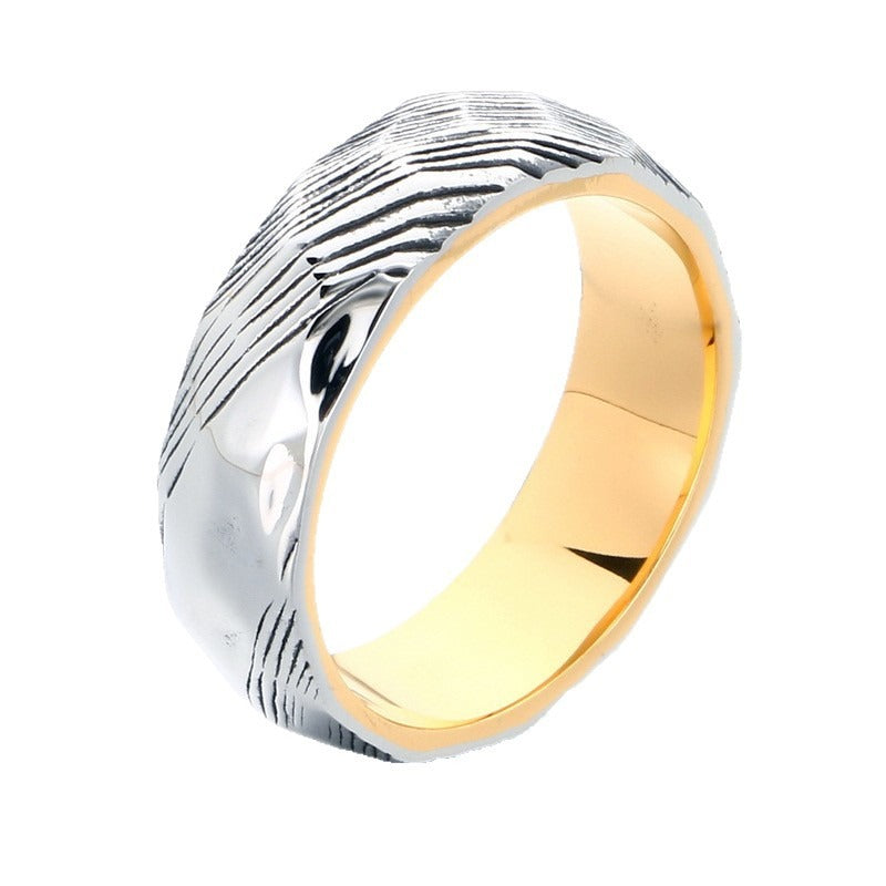 Kemstone Titanium Steel Textured Ring for Men Wave Pattern KR115674-GC