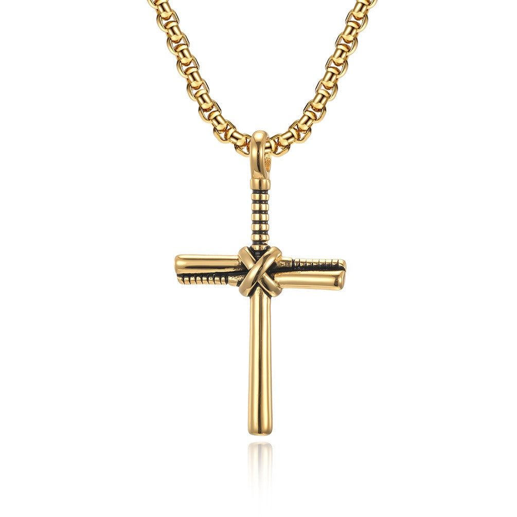 Kemstone Stainless Steel Baseball Bat Cross Necklace for Men K-PT404