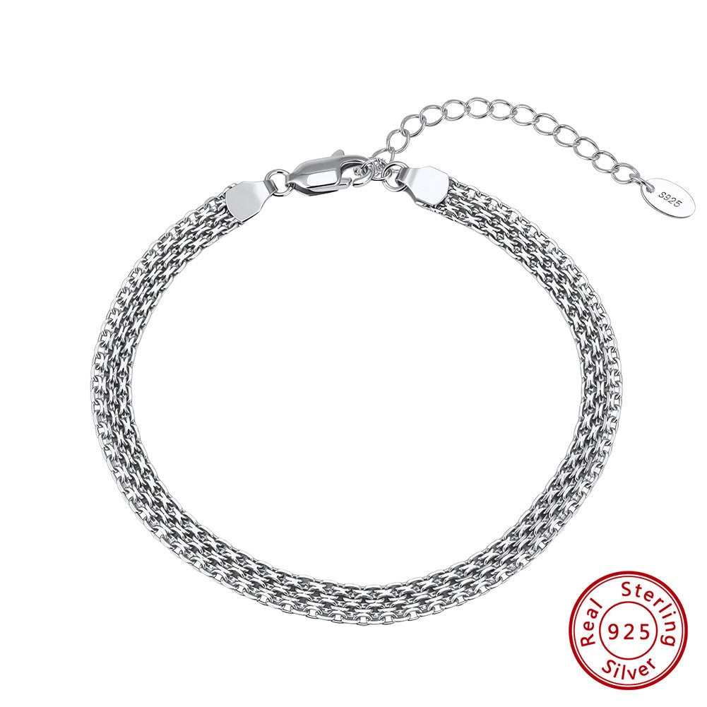 Kemstone 925 Sterling Silver Braided Chain Bracelet for Women – 4mm Weave Design GAB05