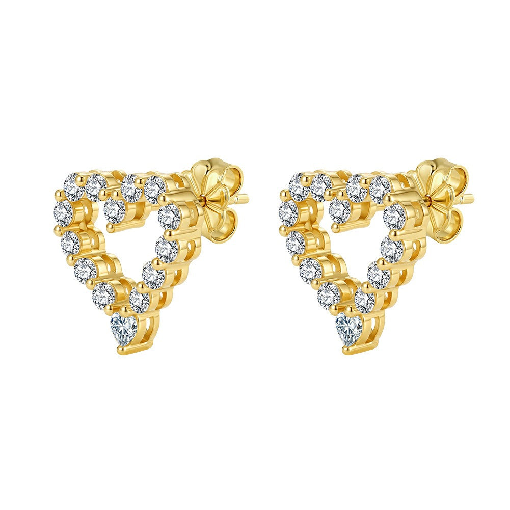 Kemstone Heart Shaped Moissanite Stud Earrings for Women 925 Sterling Silver SMOE34