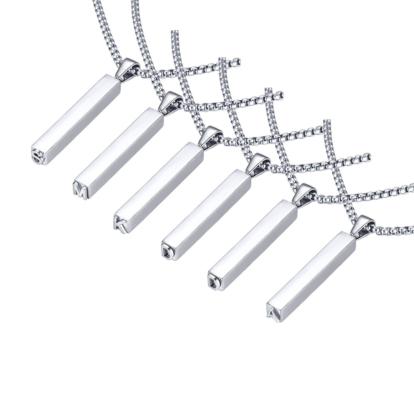 Kemston Letter Necklace for Men Stainless Steel Bar Pendant Minimalist Design PN-2380
