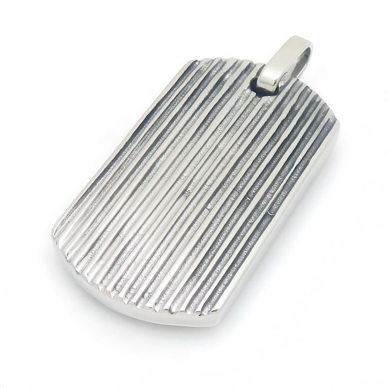 Kemston Stainless Steel Textured Tag Pendant Necklace for Men Minimalist KP118338-KJX