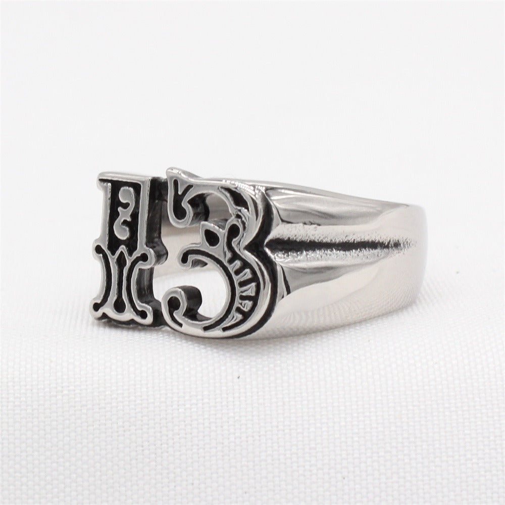 Kemstone Number 13 Ring for Men Titanium Steel Gothic R1803
