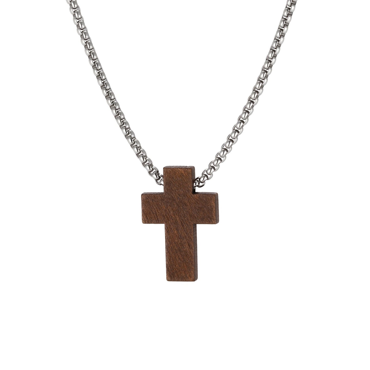 Kemstone Wooden Cross Necklace for Men with Stainless Steel Chain NC-2836