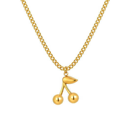 Collar minimalista de cadena cepillada de acero inoxidable Kemstone con colgante de flor de cerezo - Detalles dorados para mujer NC1968