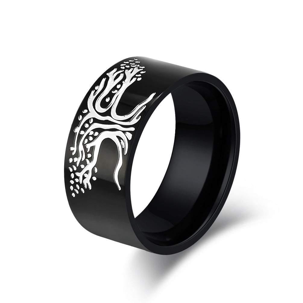 Kemstone Stainless Steel Tree of Life Ring for Men Minimalist K-R772
