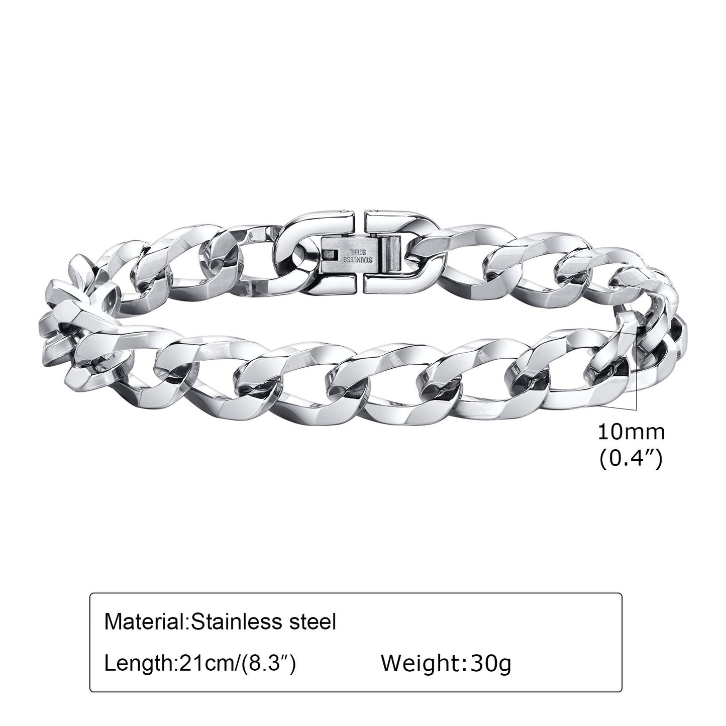 Kemstone Stainless Steel Irregular Chain Bracelet for Men - Hip Hop Style BR-1676