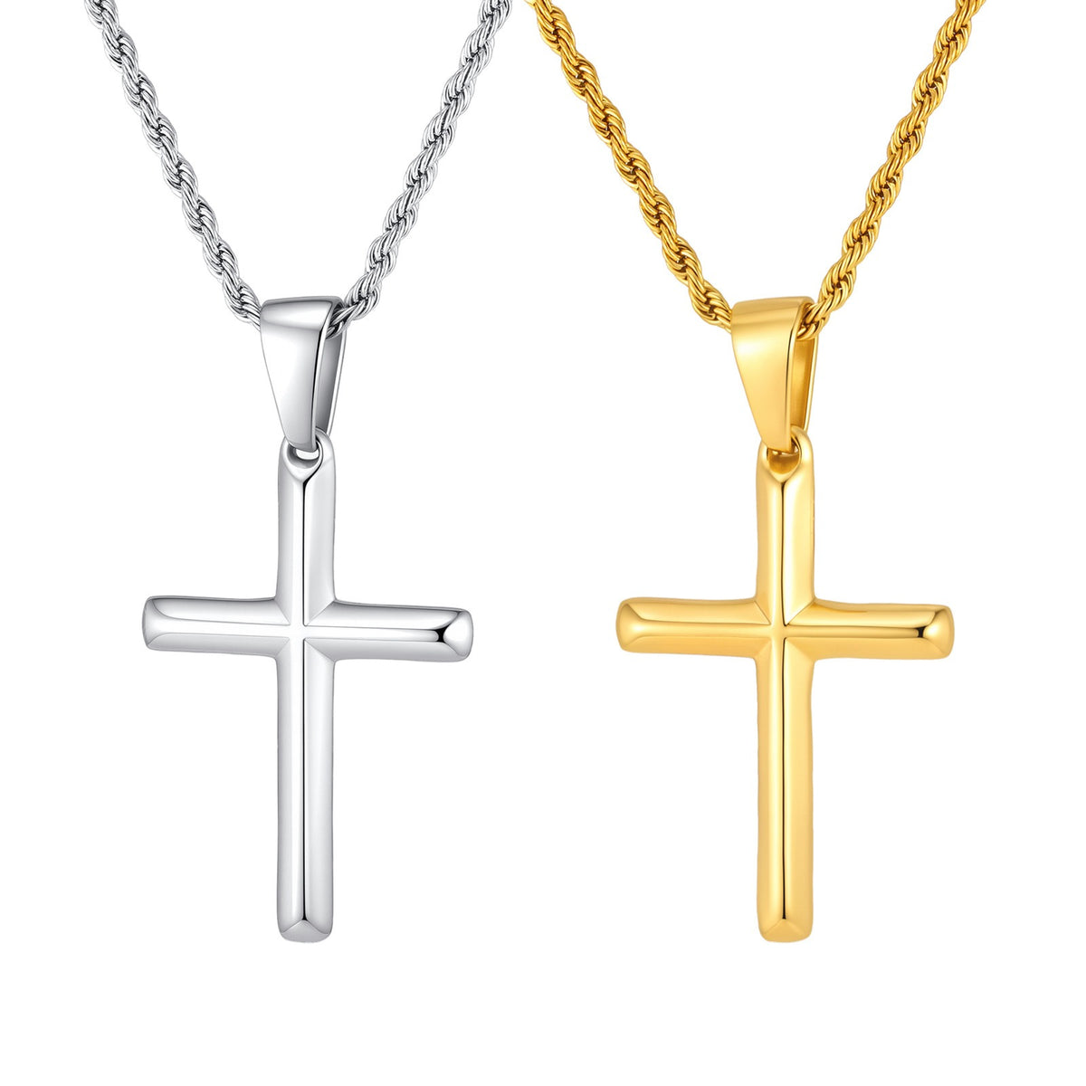 Kemstone Stainless Steel Cross Necklace for Men Rounded Edge PN-2473