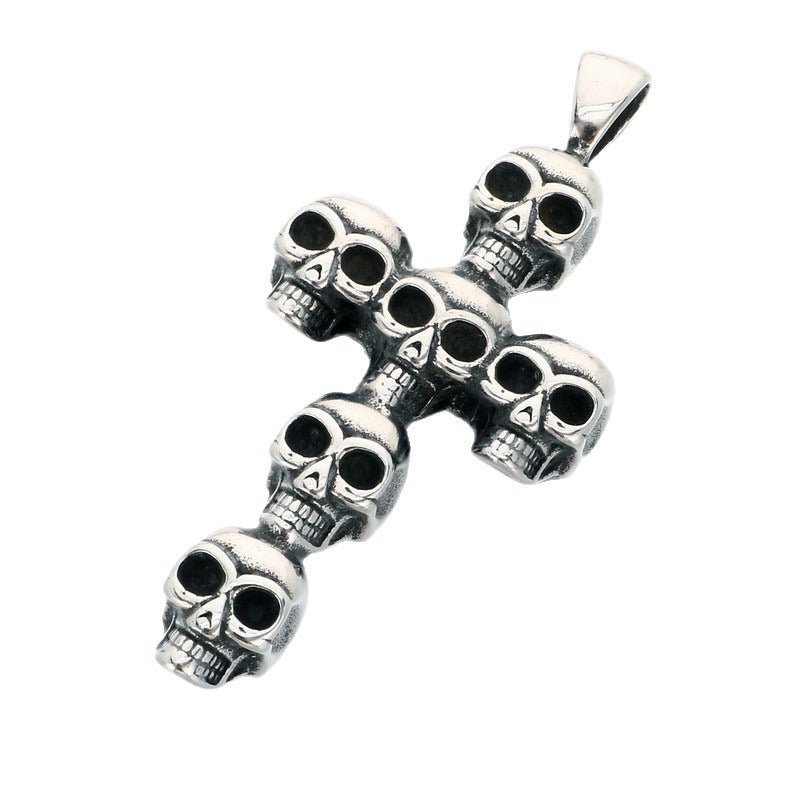 Kemstone Stainless Steel Gothic Skull Cross Pendant Necklace for Men Punk KP118631-LU