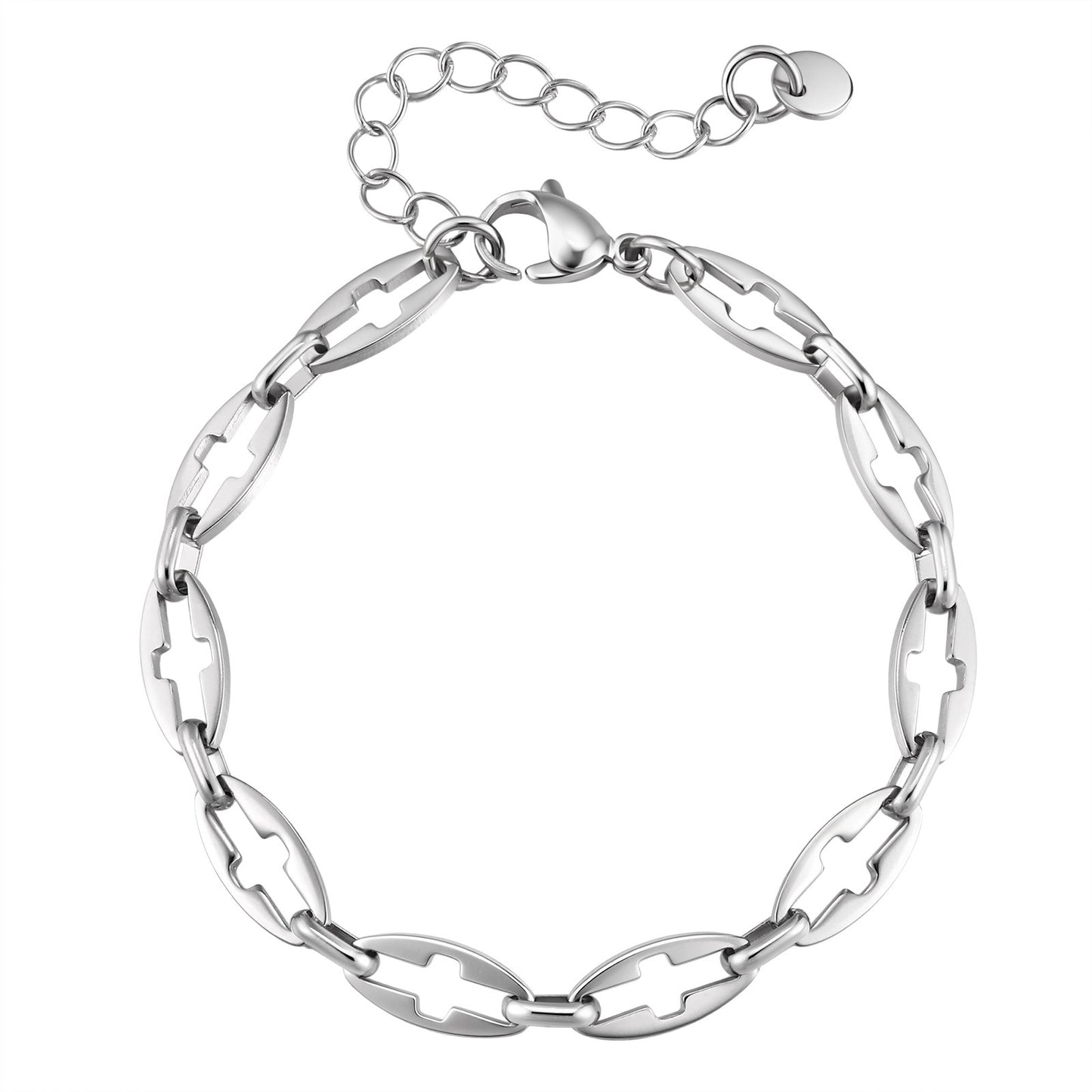 Kemstone Stainless Steel Cross Link Chain Bracelet for Men BR-3028
