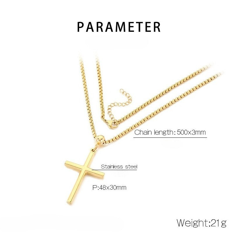 Kemstone Titanium Steel Cross Pendant Necklace for Men – Polished Design K-PT411