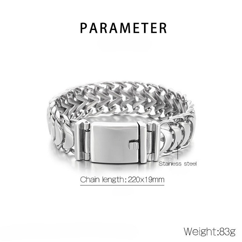 Kemstone Braided Dragon Bone Chain Bracelet for Men – Titanium Steel 19mm Hip Hop Style KB23390-D