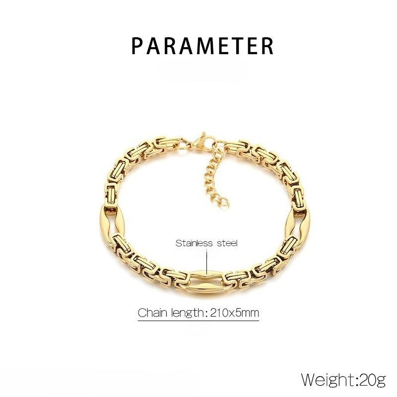 Kemstone Byzantine Chain Bracelet for Men – Titanium Steel Imperial Link KB209968-ZCG