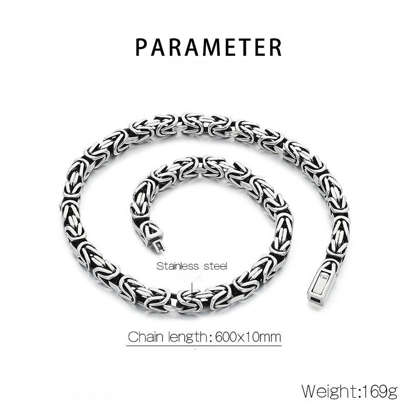 Kemstone Titanium Steel Peace Pattern Imperial Chain Necklace – Vintage Hui Geometry for Men KN86617-BD