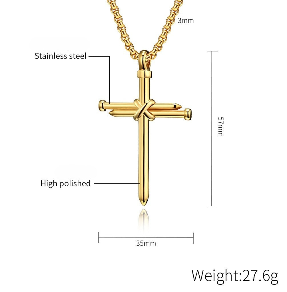 Kemstone Stainless Steel Nail Cross Pendant Necklace – Vintage Strength Men’s Jewelry K-PT352