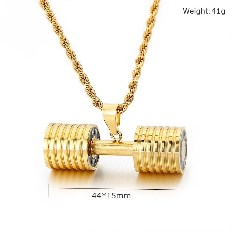 Kemstone Titanium Steel Dumbbell Pendant Necklace – Gym Strength Style for Men KP96967