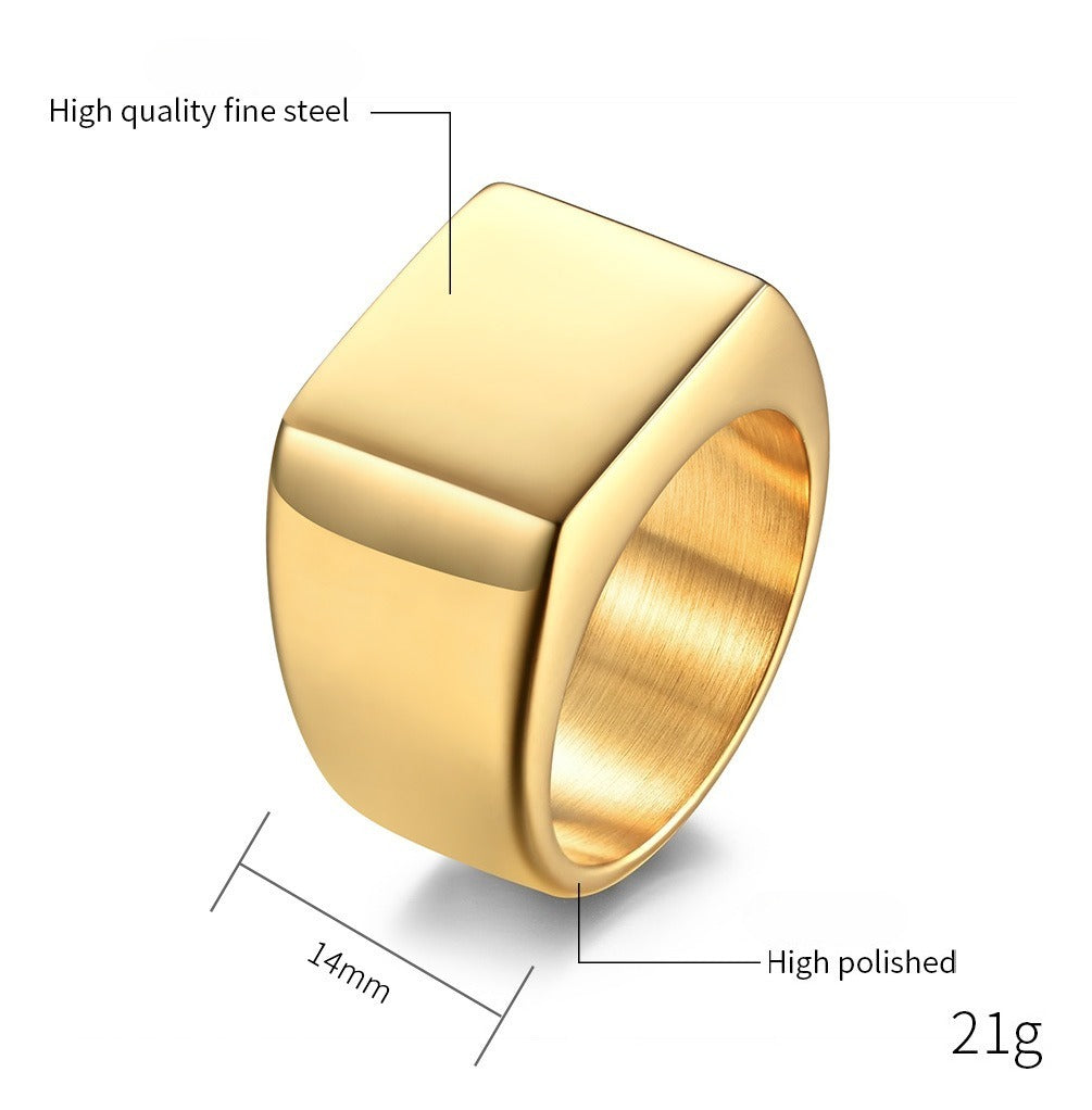 Kemstone Stainless Steel Square Signet Ring for Men K-R502