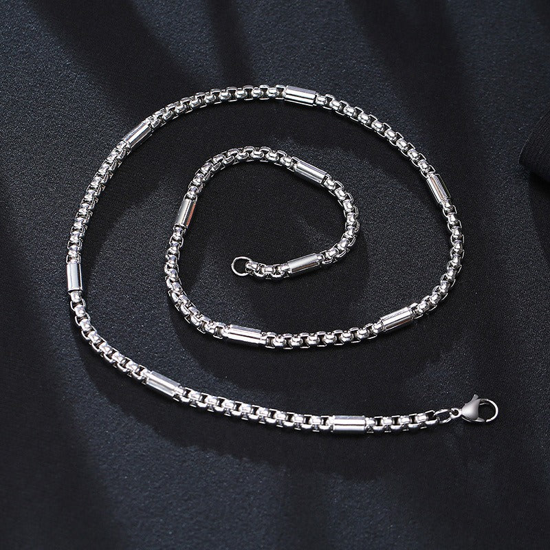 Kemstone Stainless Steel 5mm Chain Necklace for Men Structured Link 60cm Silver NC-839