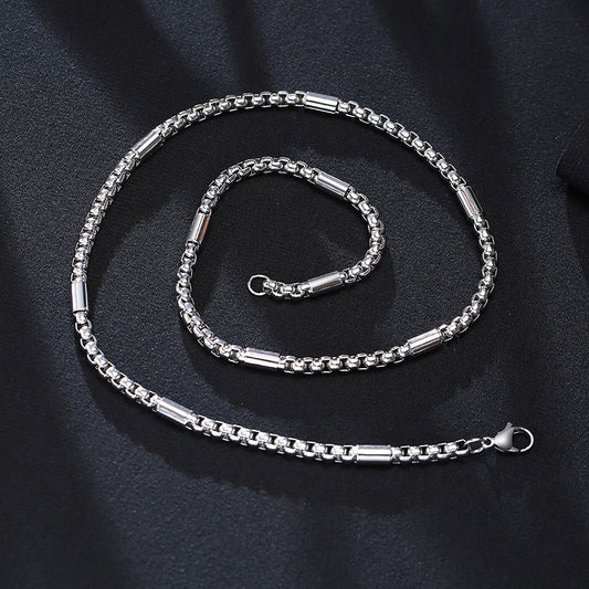 Kemstone Stainless Steel 5mm Chain Necklace for Men Structured Link 60cm Silver NC-839