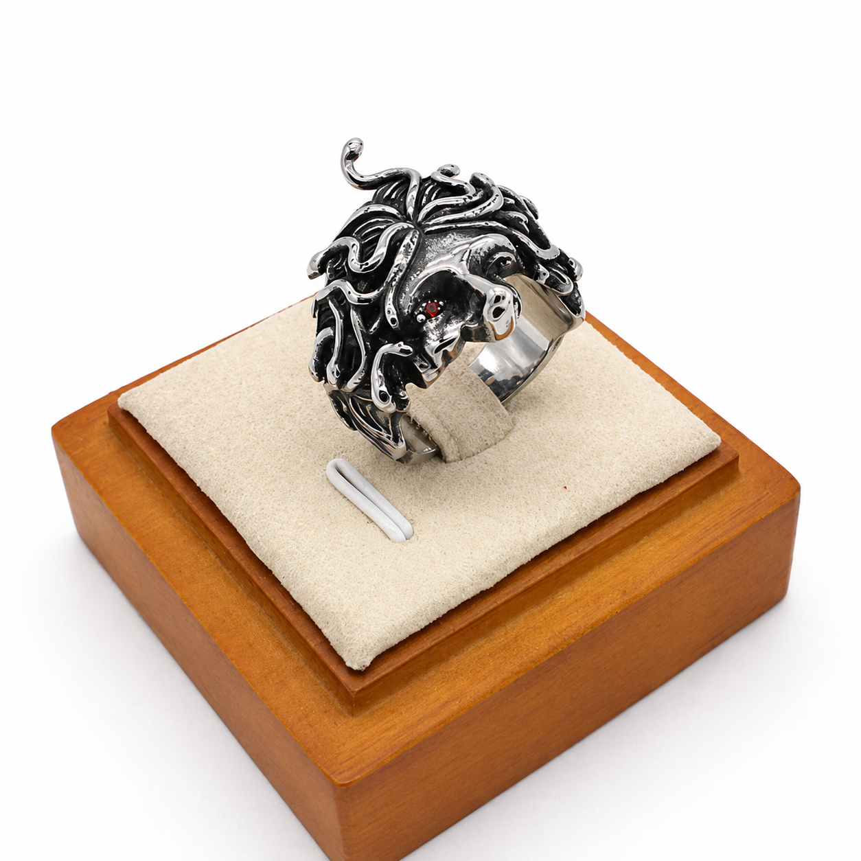 Kemston Snake Ring for Men Titanium Steel Vintage Sculpted Face Style R1576