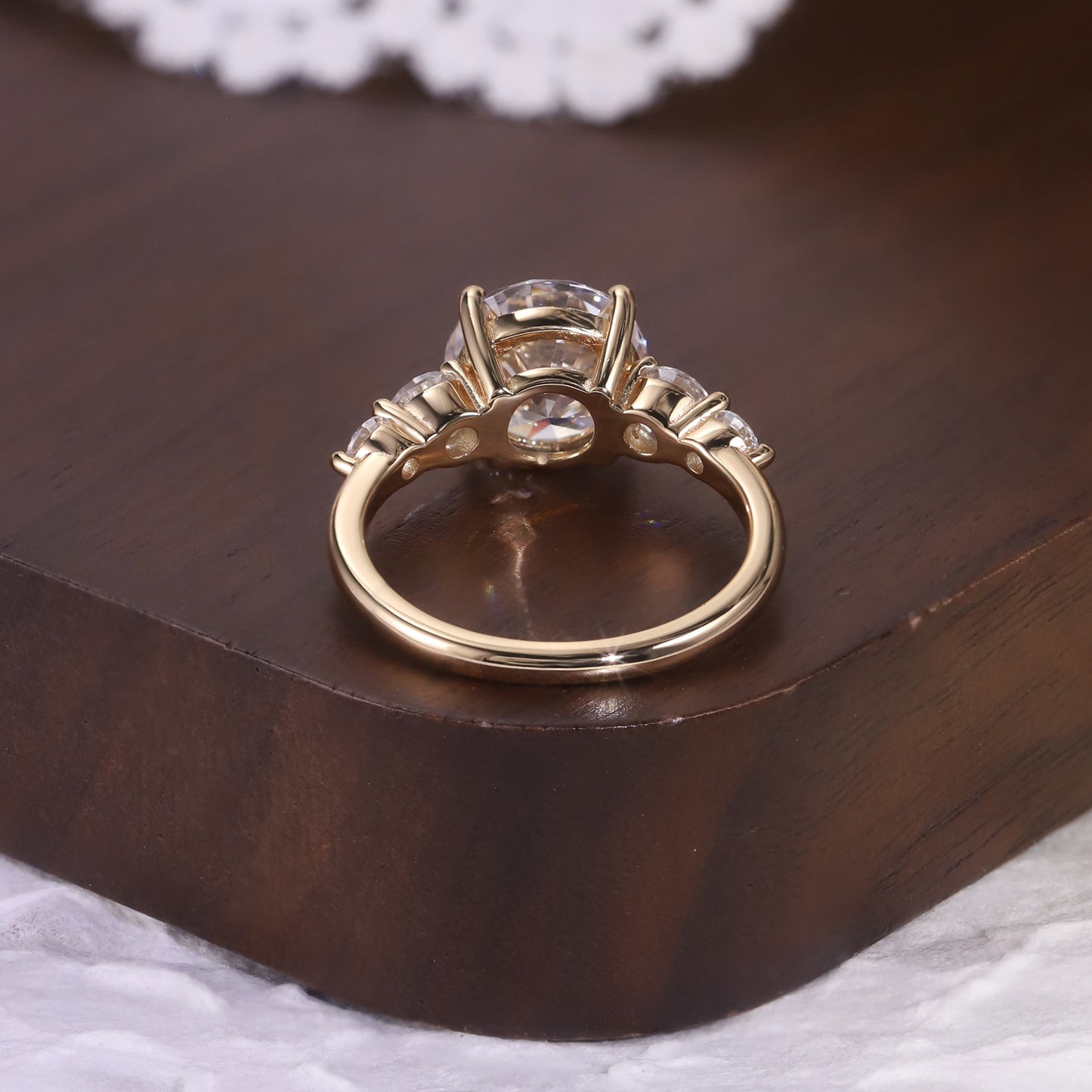 Kemstone S925 Gold Plated Round Moissanite Five-Stone Ring Collection