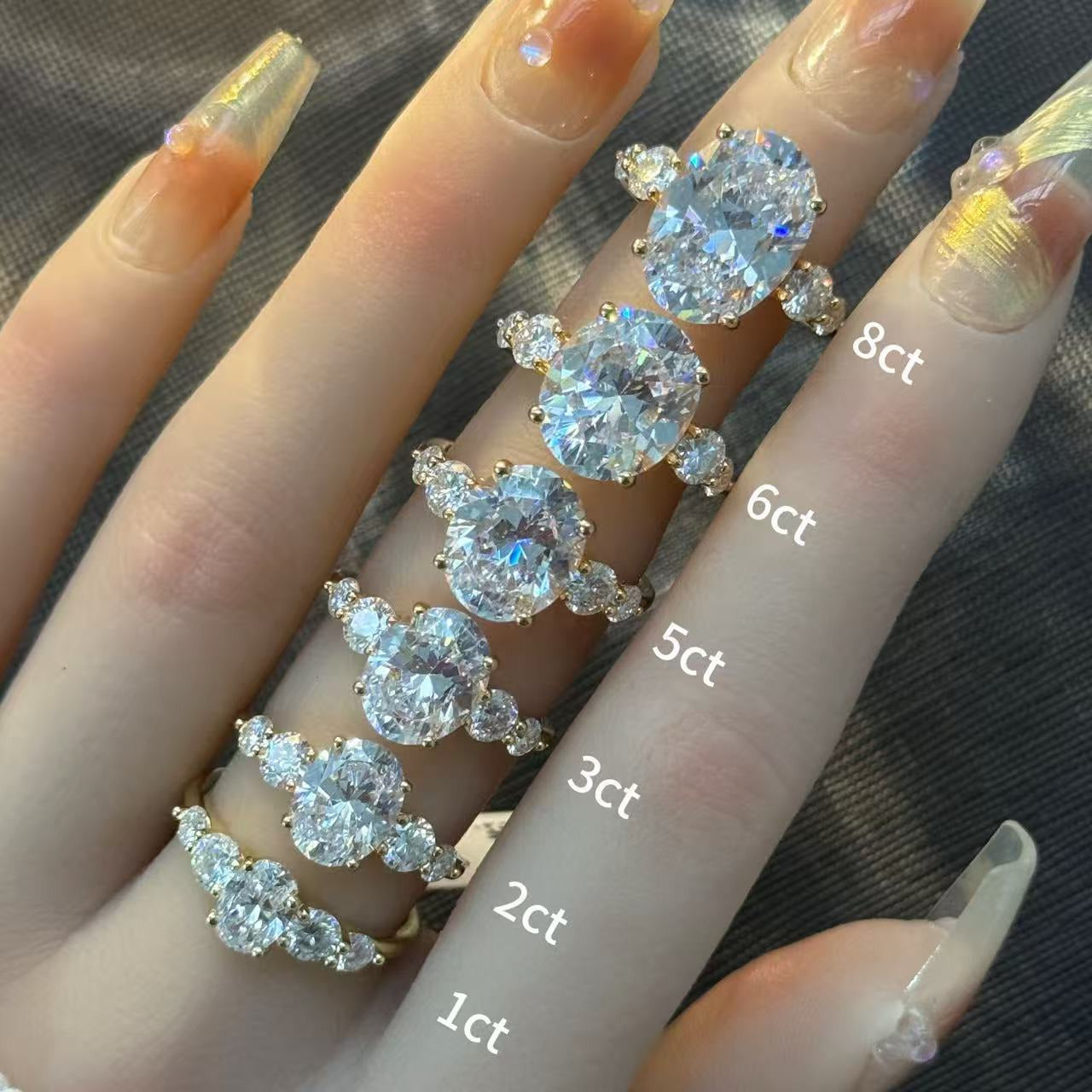 Kemstone 1–8ct Oval Moissanite Five-Stone Ring for Women, S925 Gold Plated, D–E Color VVS, Bridal Engagement & Wedding Ring SU541R