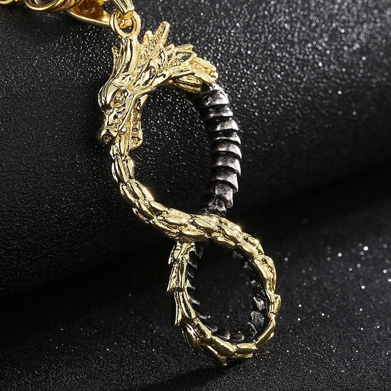 Kemstone Viking Dragon Infinity Titanium Steel Pendant Necklace for Men – Two Tone KP100397-KJX