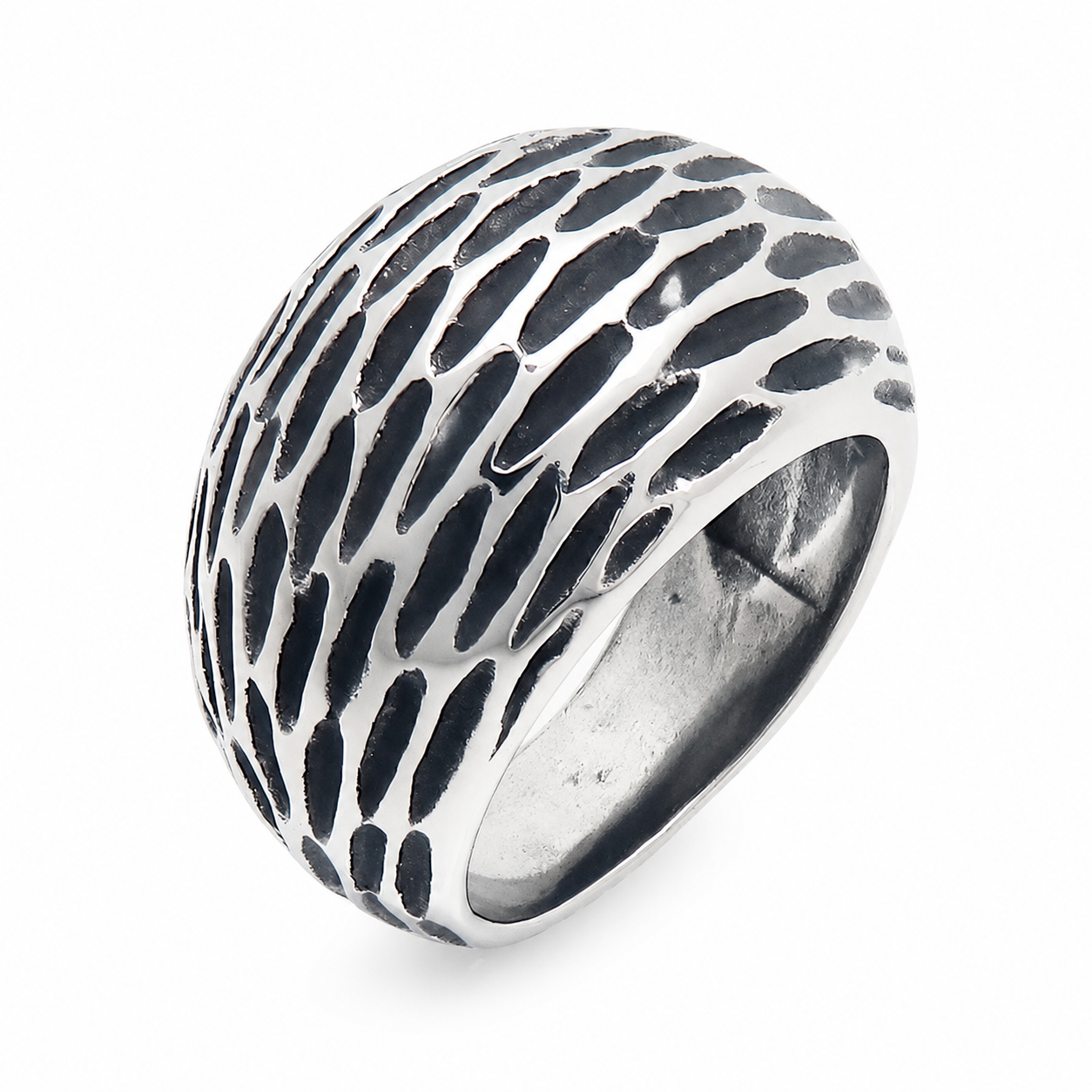 Kemstone Textured Wide Band Ring for Men Titanium Steel Vintage Metal KR114794-KJX