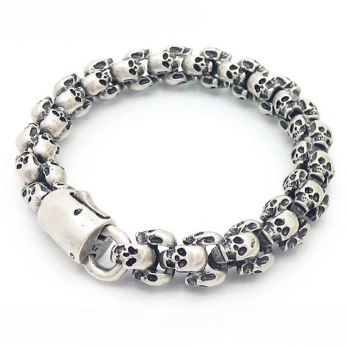 Kemstone Men’s Gold Skull Chain Bracelet – Stainless Steel Gothic Biker Jewelry KB81843-BD