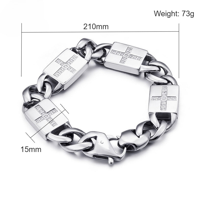 Kemstone Cross Link Bracelet for Men Titanium Steel Chunky Chain KB102750-BD