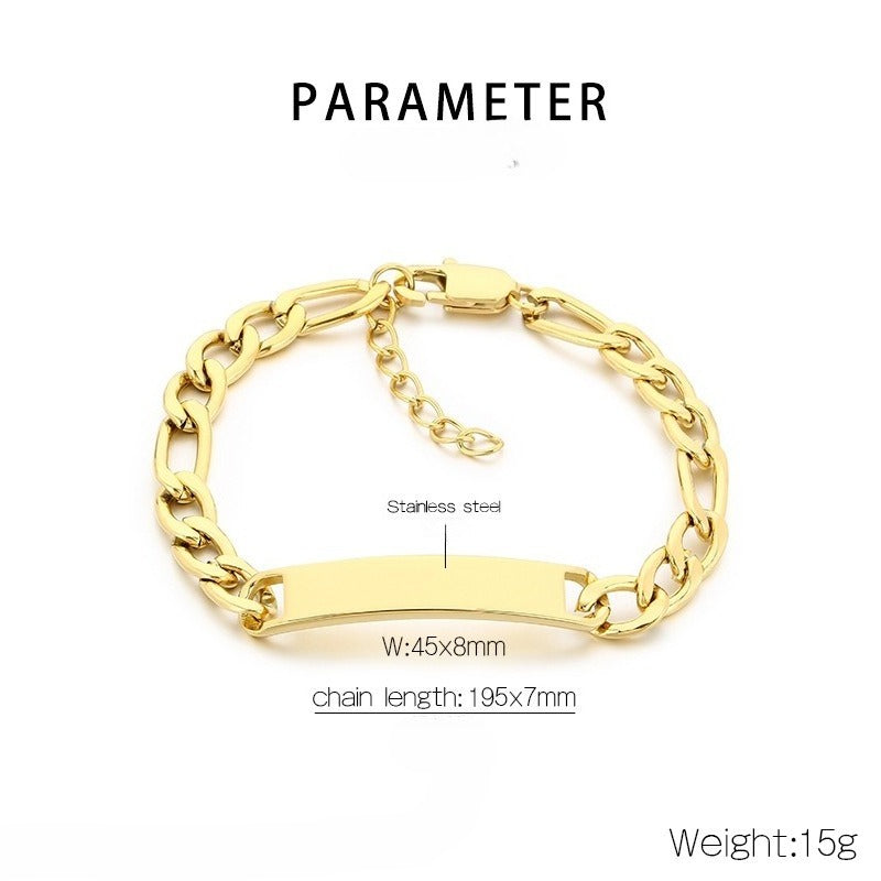 Kemstone ID Bracelet for Men Titanium Steel Cuban Chain Curved Bar KB212145-KFC