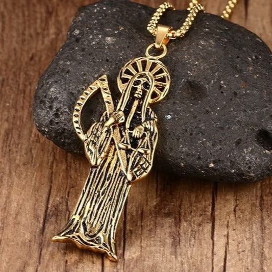 Kemstone Stainless Steel Skeleton Pendant Necklace for Men Gold Tone Gothic PN-194