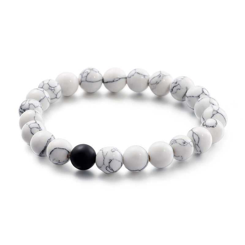 Kemstone Black Agate & Turquoise Couple Bracelets – Adjustable Handmade Stone Jewelry for Men & Women KB109644