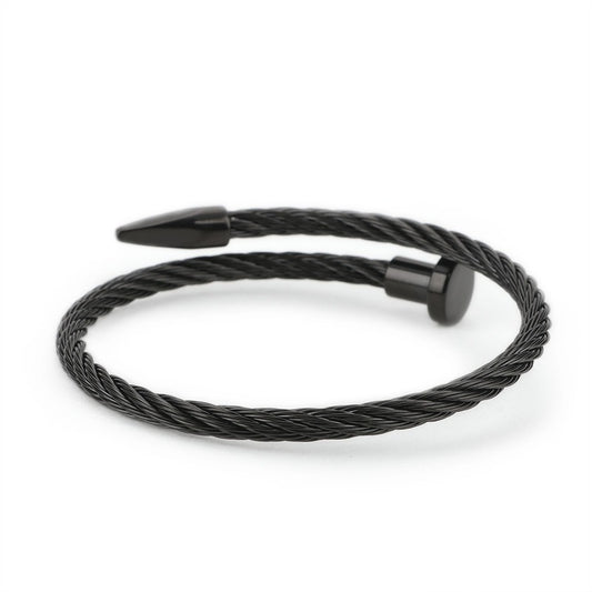 Kemstone Men’s Nail Cable Cuff Bracelet – Stainless Steel Industrial Punk Wristband KB110358-K
