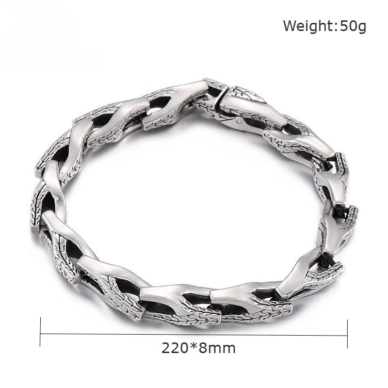Kemstone Titanium Steel Snake Bone Bracelet & Necklace – Articulated Chain Style for Men KB152068-KJX
