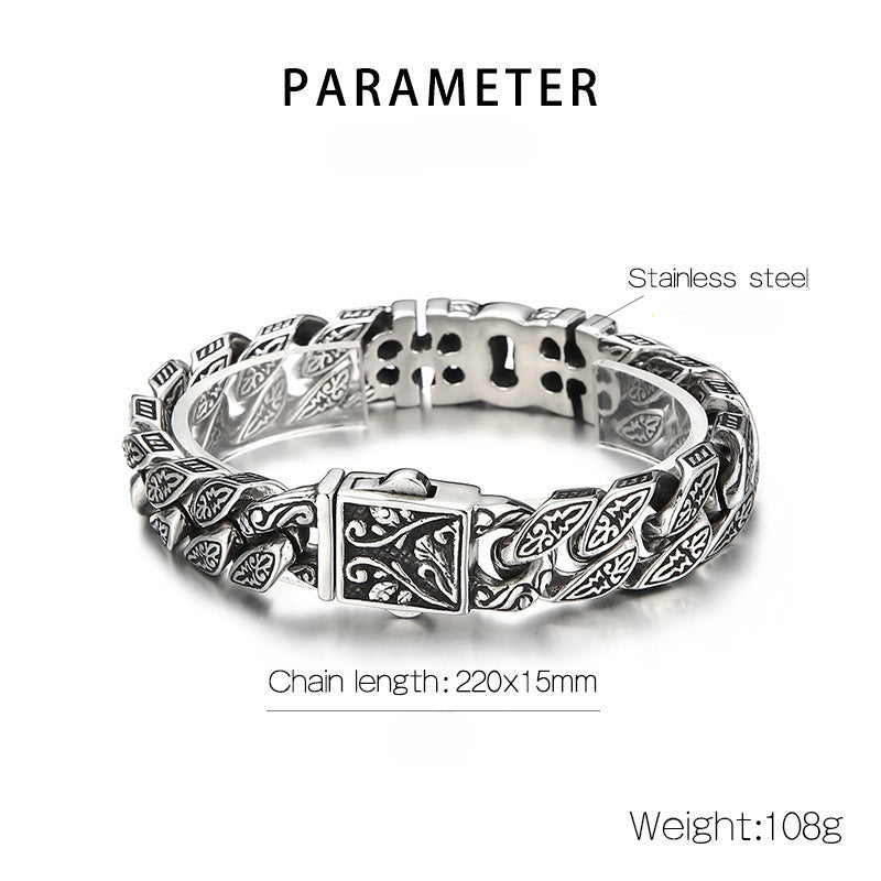 Pulsera Kemstone de acero y titanio con calavera punk para hombre - Diseño urbano audaz KB154968