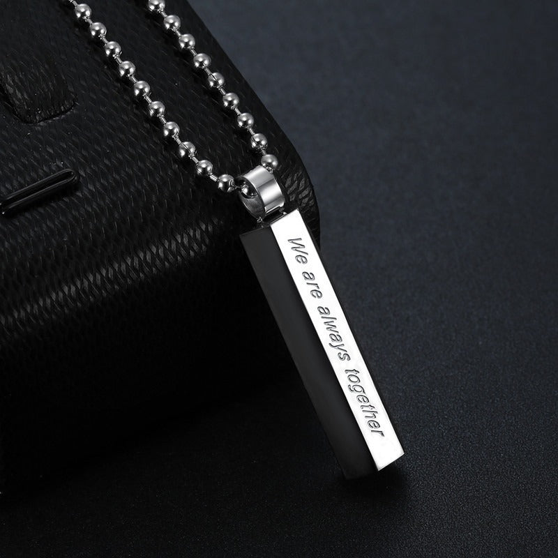 Kemstone Engraved Bar Necklace for Men & Women Titanium Steel TN0324