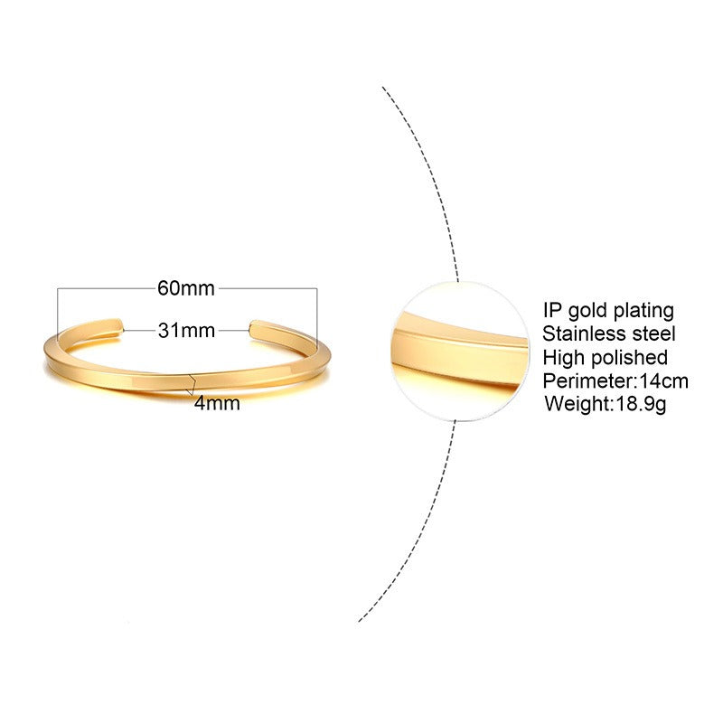 Viking Steel Cuff Bracelet – Norse-Inspired Minimalist Bangle for Men & Women B-169