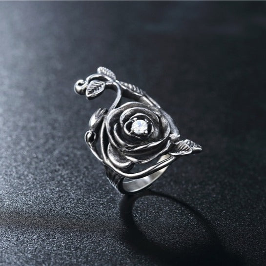 Kemstone Gothic Rose Ring for Men Titanium Steel Vine Design R0730