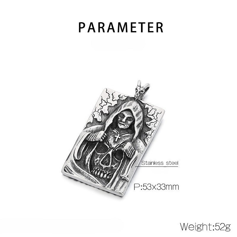 Kemstone Skull Pendant Necklace for Men Titanium Steel Vintage Claw Detail Relief KP48370-BD