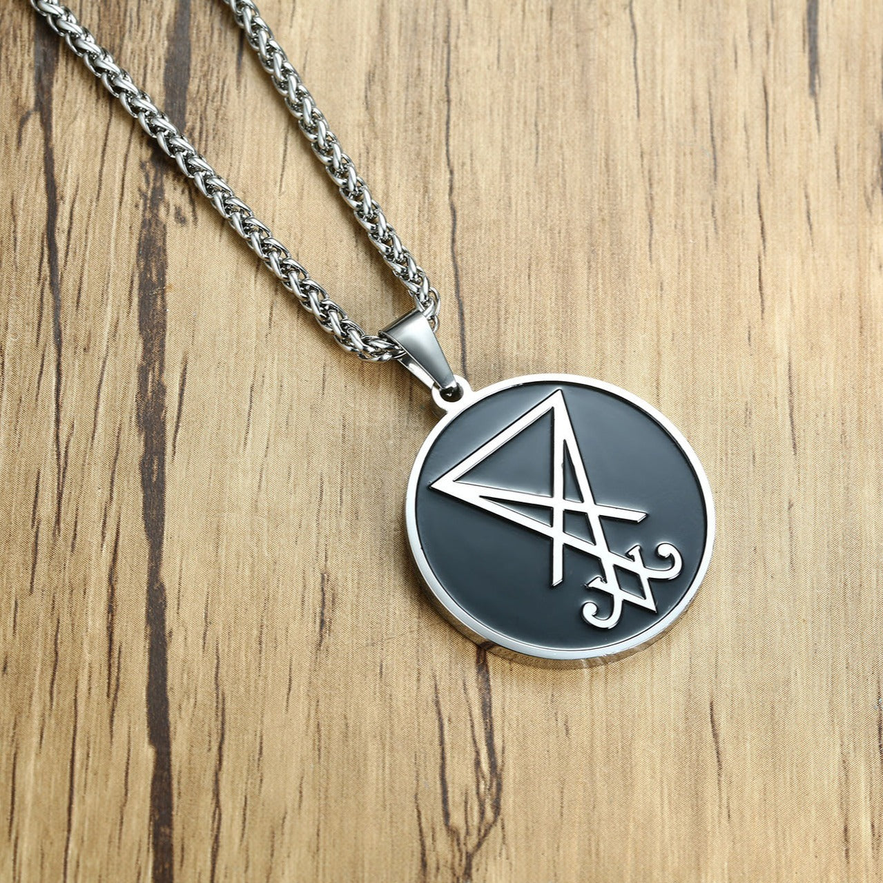 Kemstone Stainless Steel Sigil Round Pendant Necklace for Men PN-1245