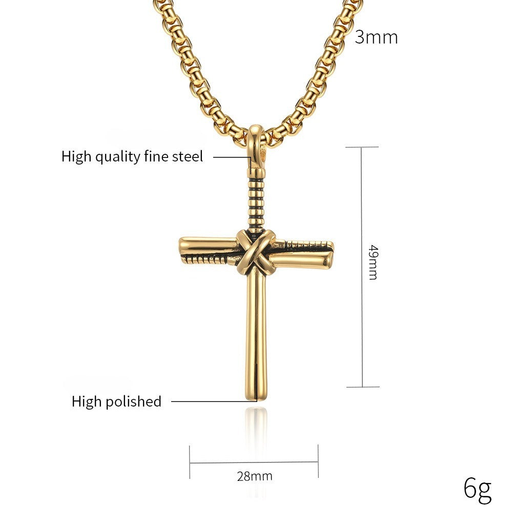 Kemstone Stainless Steel Baseball Bat Cross Necklace for Men K-PT404
