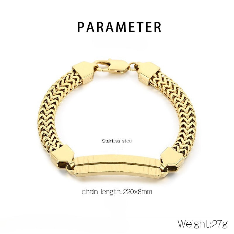 Kemstone Titanium Steel Handmade Cross Diamond Link Bracelet for Men KB211386-KFC