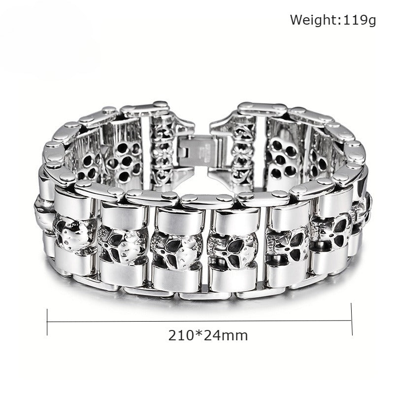Kemstone Titanium Steel Skull Link Bracelet for Men Punk Style KB58225-D