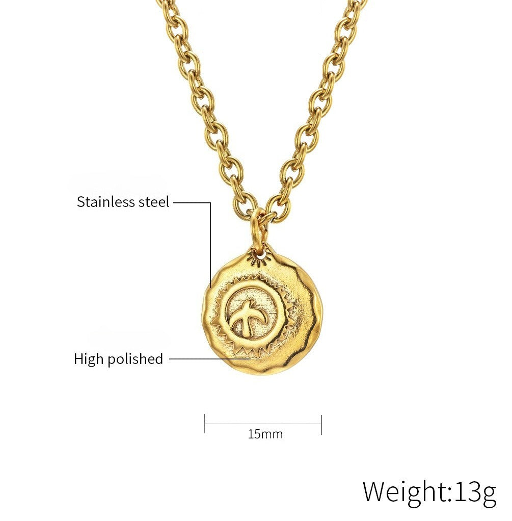 Kemstone Vintage Bird Coin Pendant Necklace for Men – Stainless Steel Medallion K-PT297