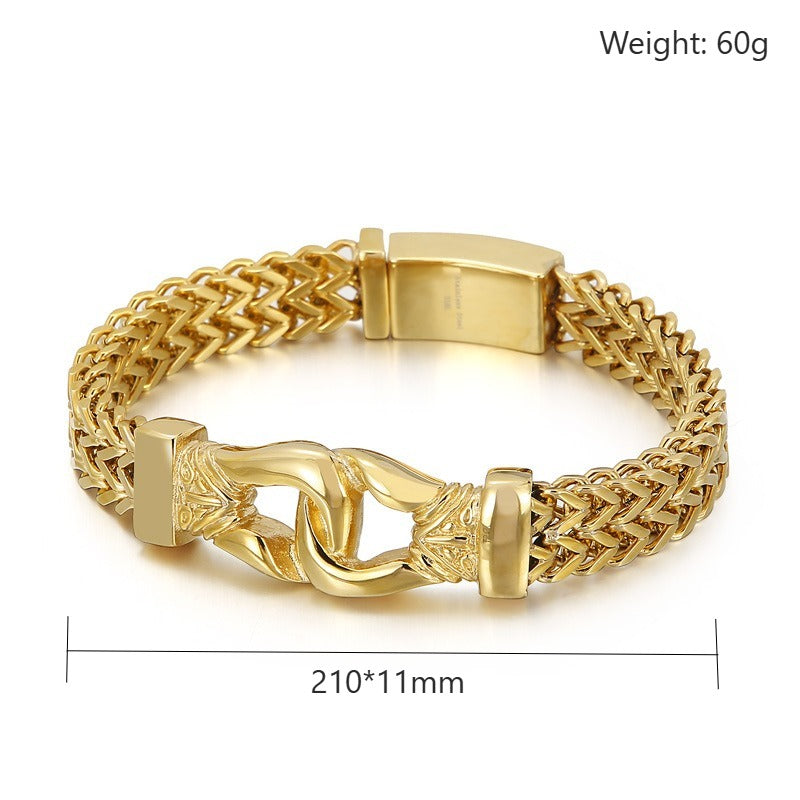 Kemstone Dragonbone Gold-plated Titanium Steel Bracelet for Men K-R1345