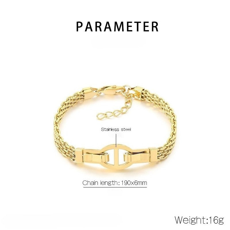 Kemstone Link Clasp Bracelet for Men Women Titanium Steel Flat Mesh Chain KB212801-KFC