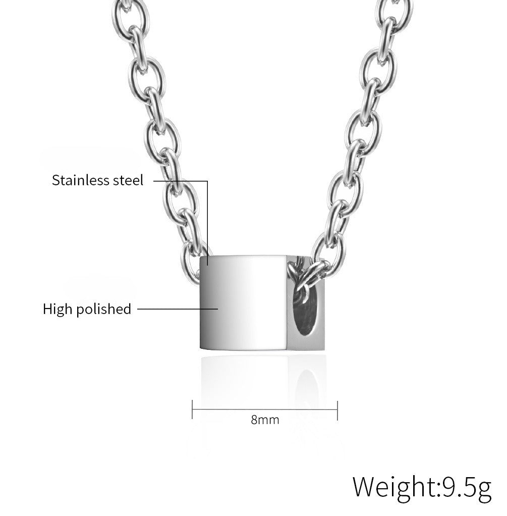 Kemstone Cube Pendant Necklace for Men Stainless Steel K-PT312